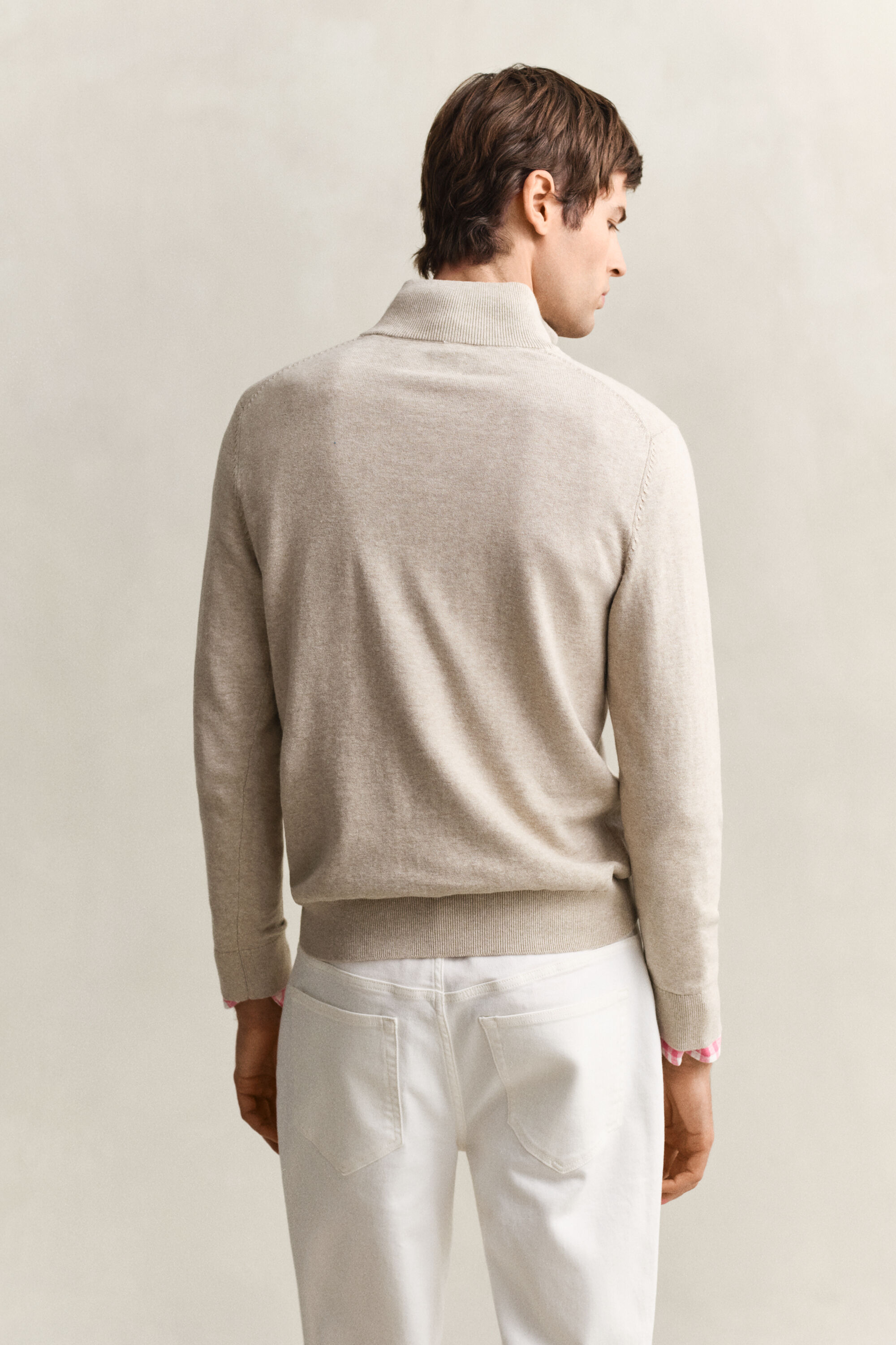 Maglia in cotone classico con zip corta