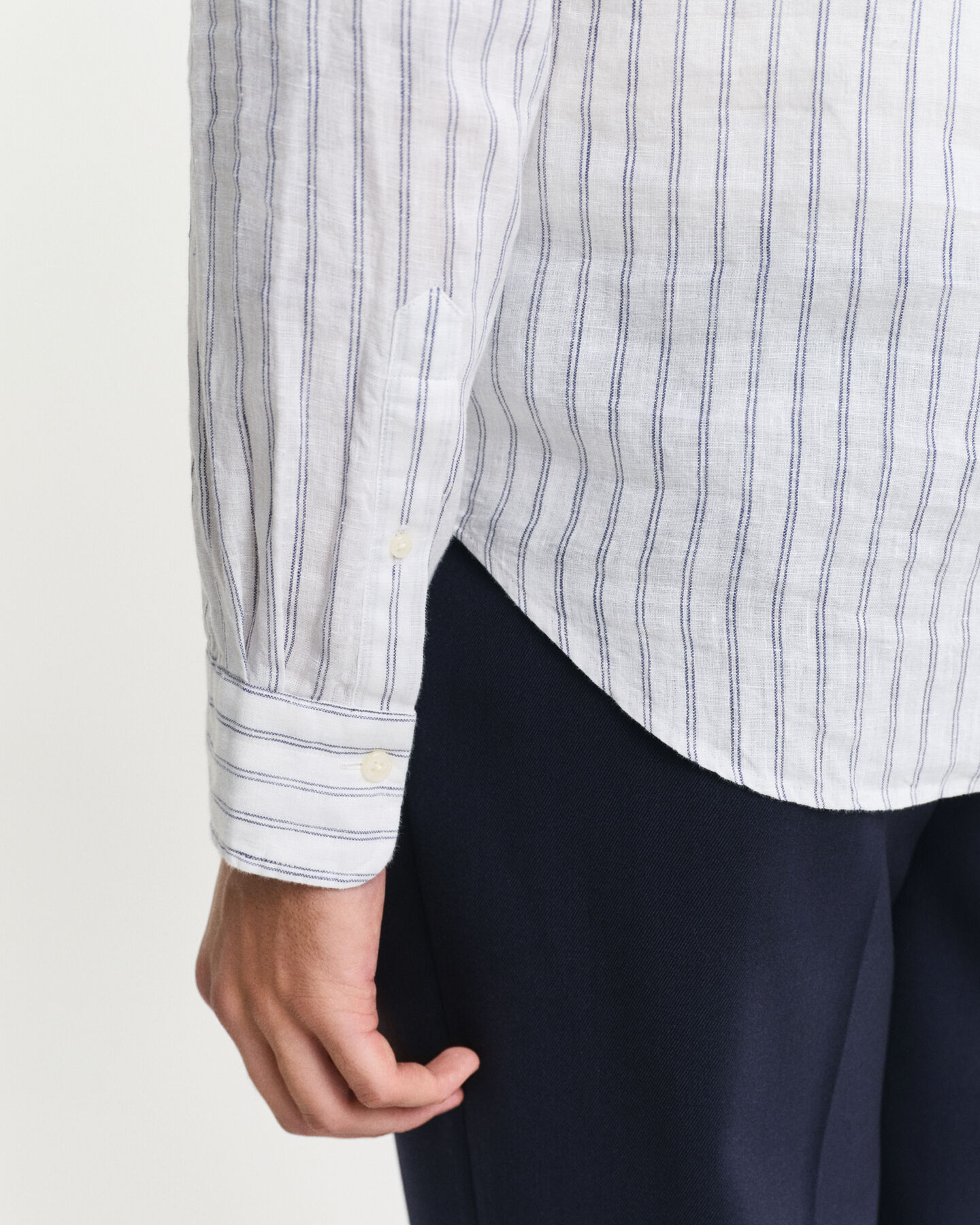 Camicia di lino a righe regular fit