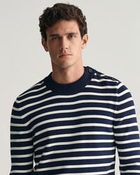Maglia girocollo a righe Breton in cotone Shiny