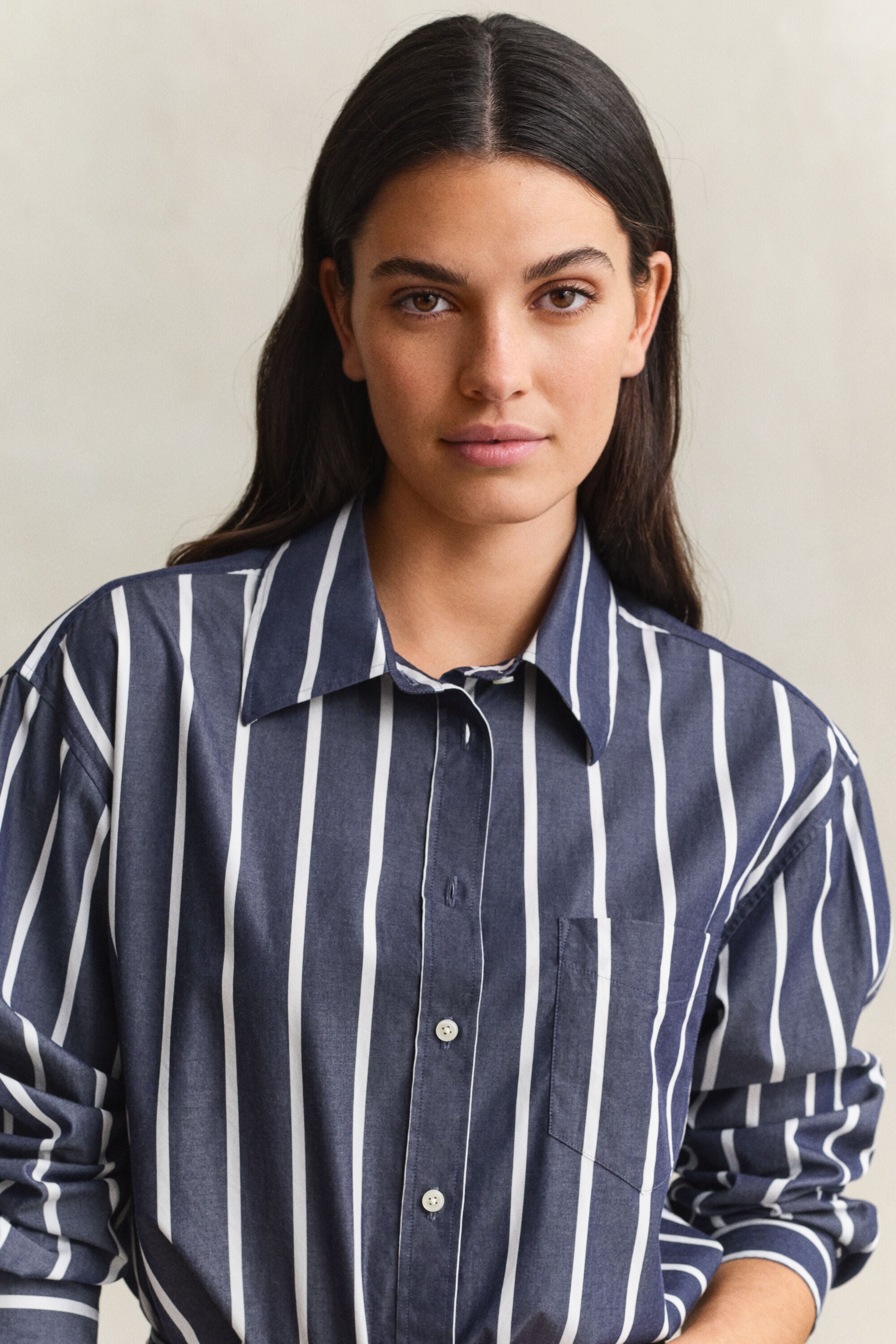 Camicia classica in popeline a righe relaxed fit