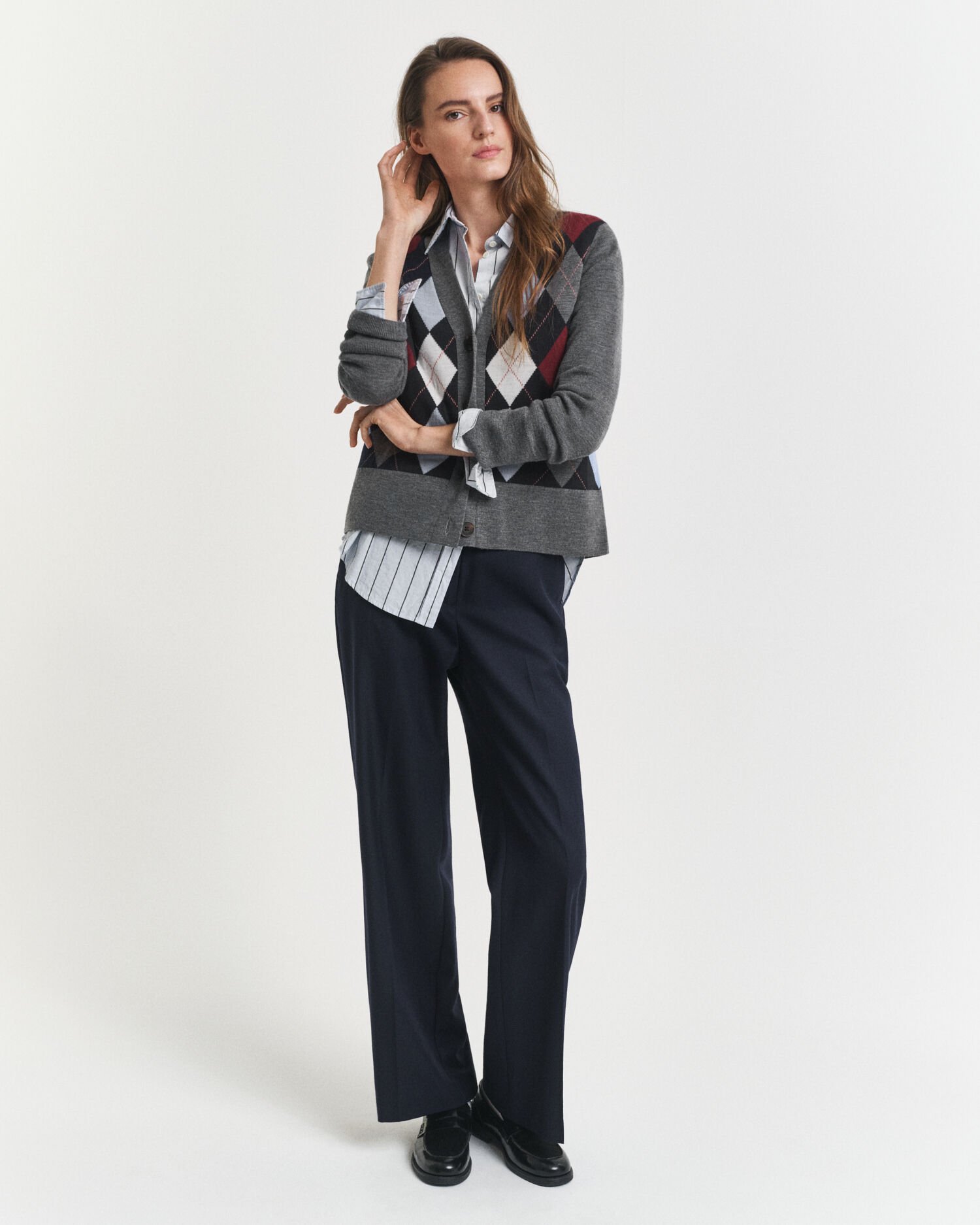 Cardigan Argyle con scollo a V