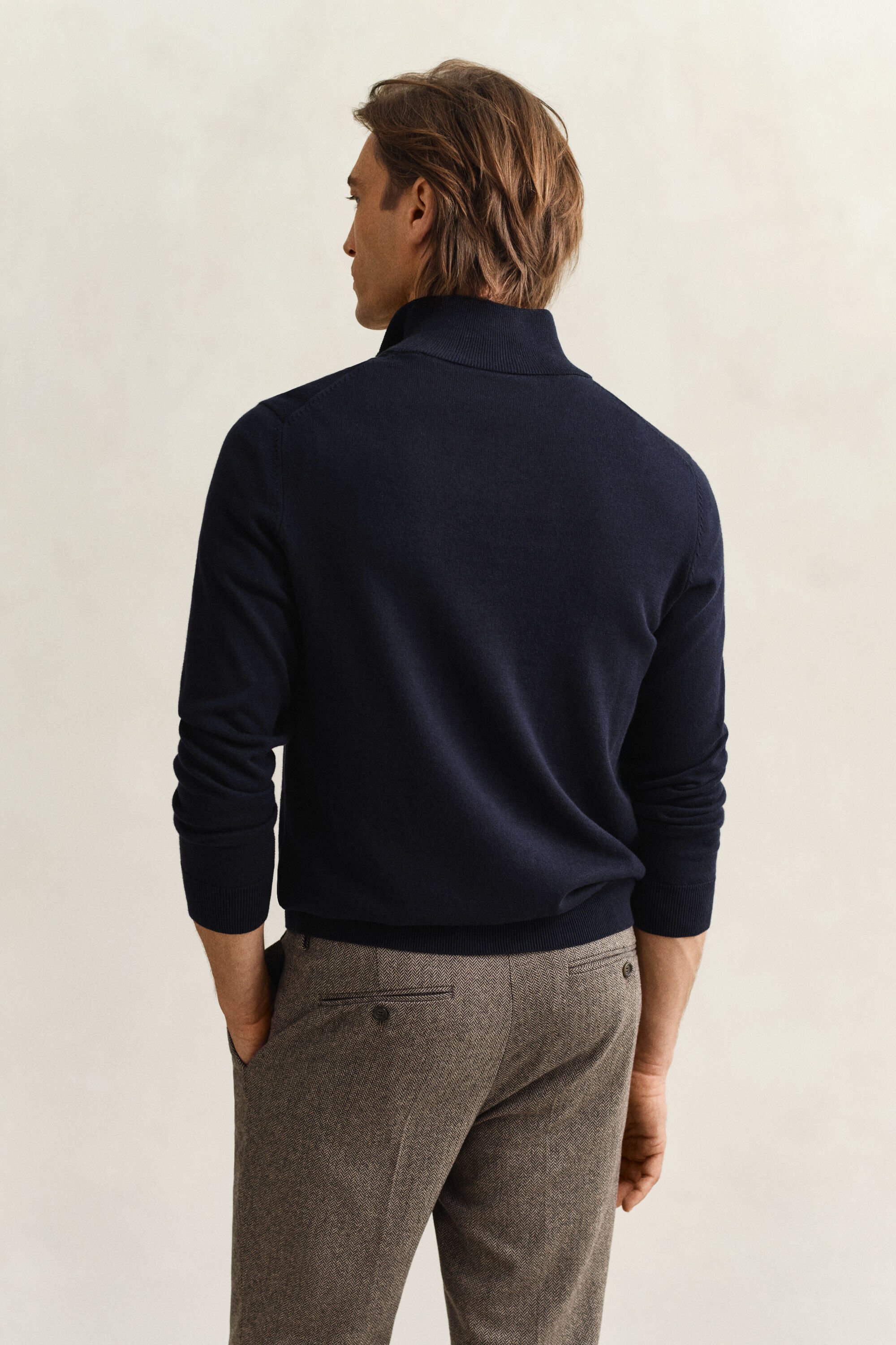 Maglia in cotone classico con zip corta