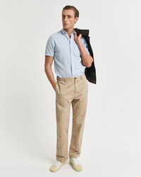 Camicia a maniche corte in misto cotone-lino regular fit