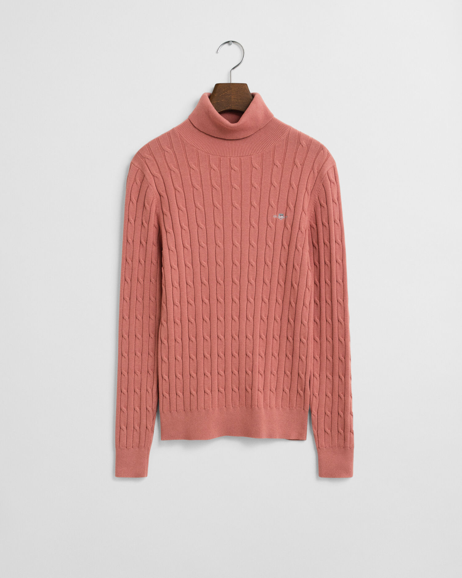 Maglia a collo alto in cotone elasticizzato a trecce