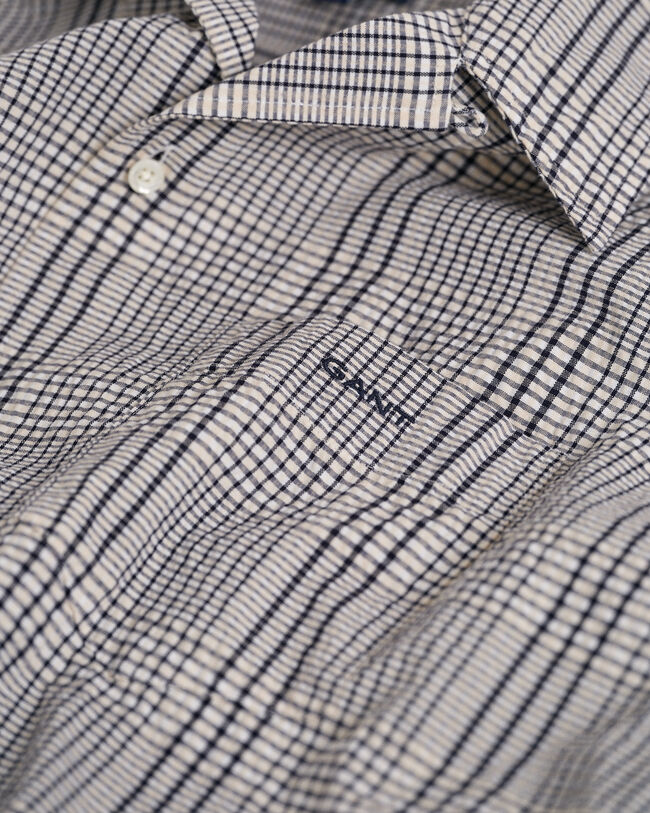 Camicia a maniche corte a quadri in seersucker relaxed fit