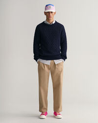 Maglia girocollo in cotone a trecce