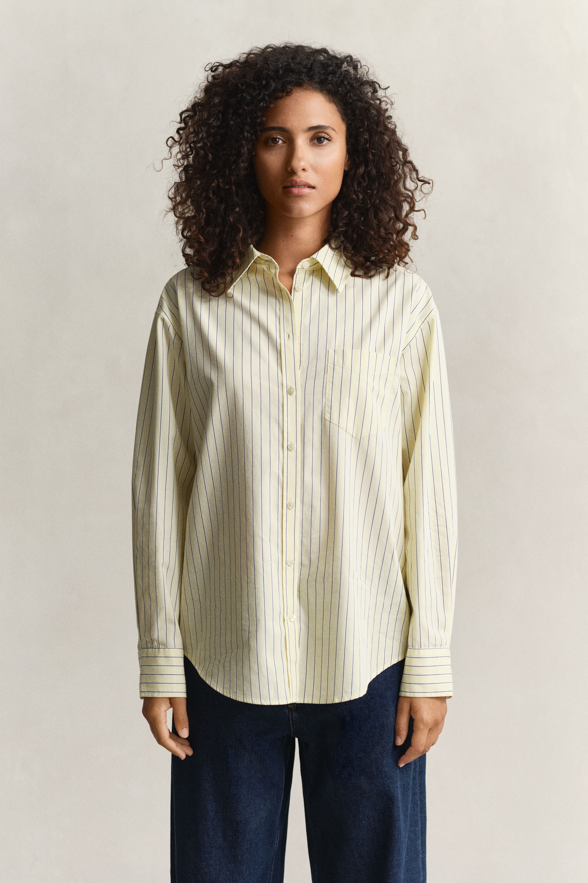 Camicia in popeline a righe relaxed fit