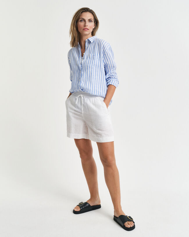 Pantaloncini in seersucker a righe tono su tono