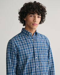 Camicia di lino a quadri madras Indigo regular fit