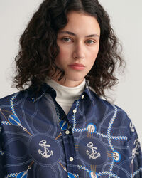 Camicetta di seta e cotone con stampa Sailing relaxed fit