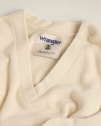 Maglia Wrangler x GANT Varsity in misto cashmere con scollo a V