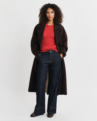 Maglia girocollo a maniche corte in morbido misto mohair