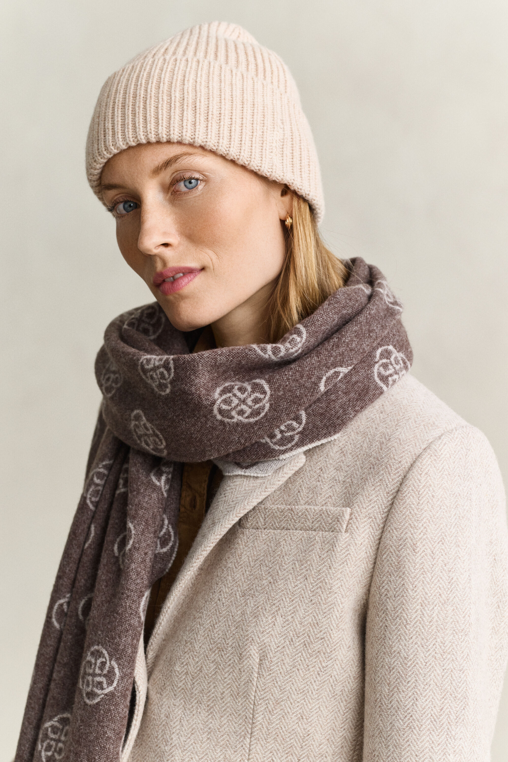 Berretto a coste in lana misto cashmere