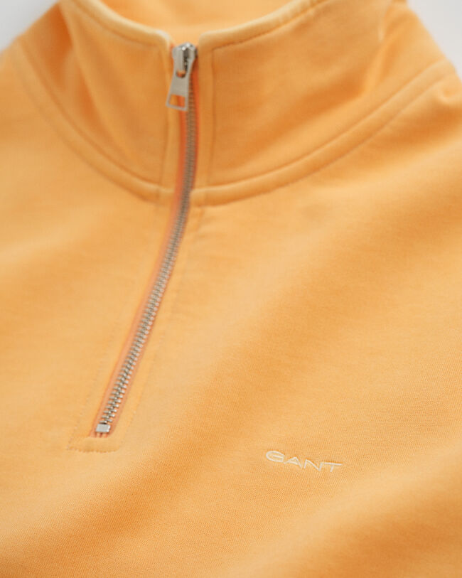 Felpa con zip corta effetto sbiadito