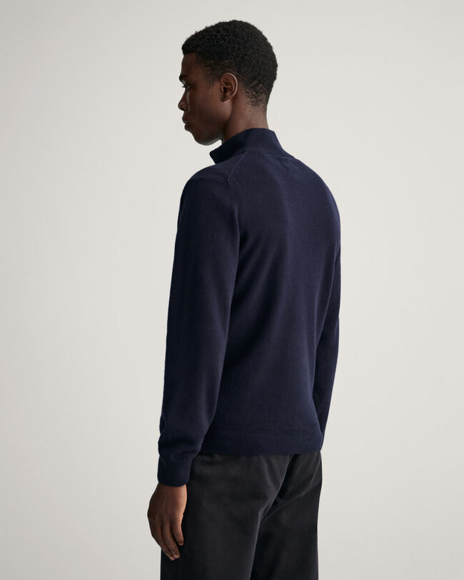 Cardigan con zip in lana d’agnello extrafine