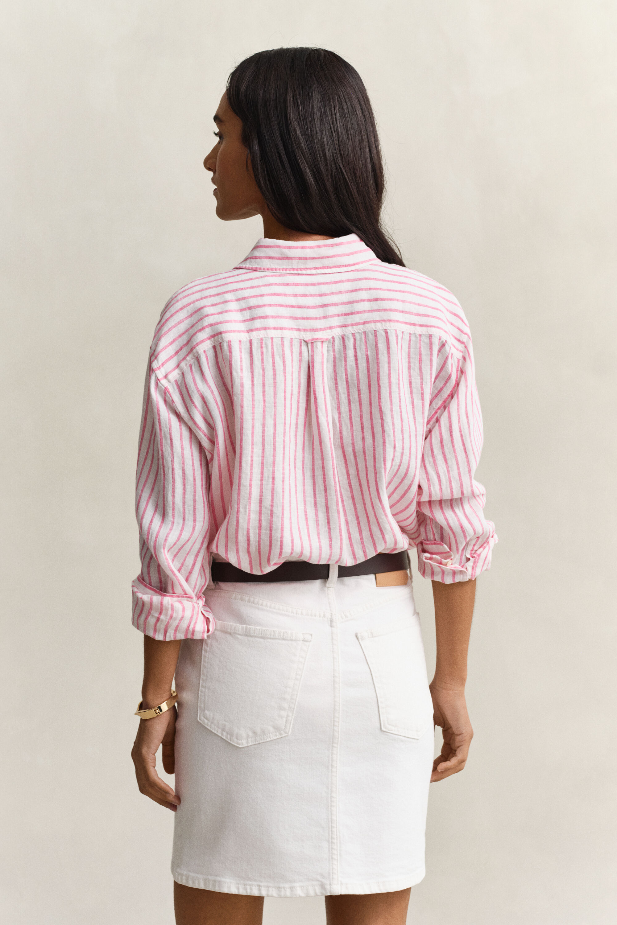 Camicia di lino a righe relaxed fit