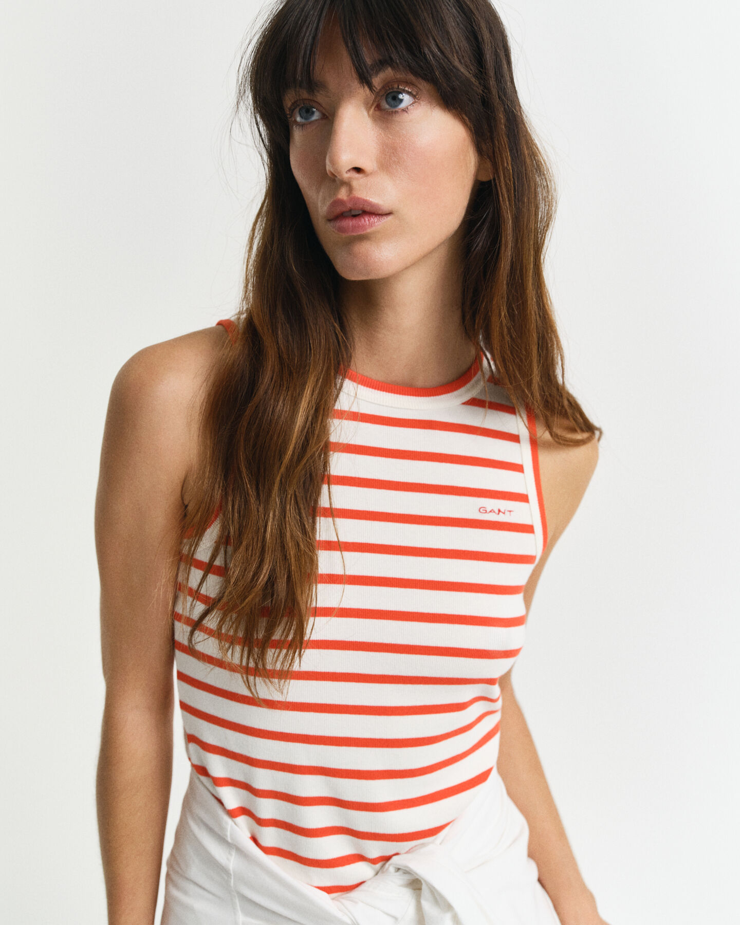 Abito in jersey a righe a canotta