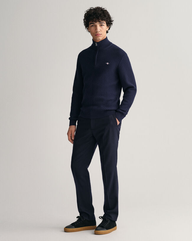 Maglia in cotone testurizzato con zip corta