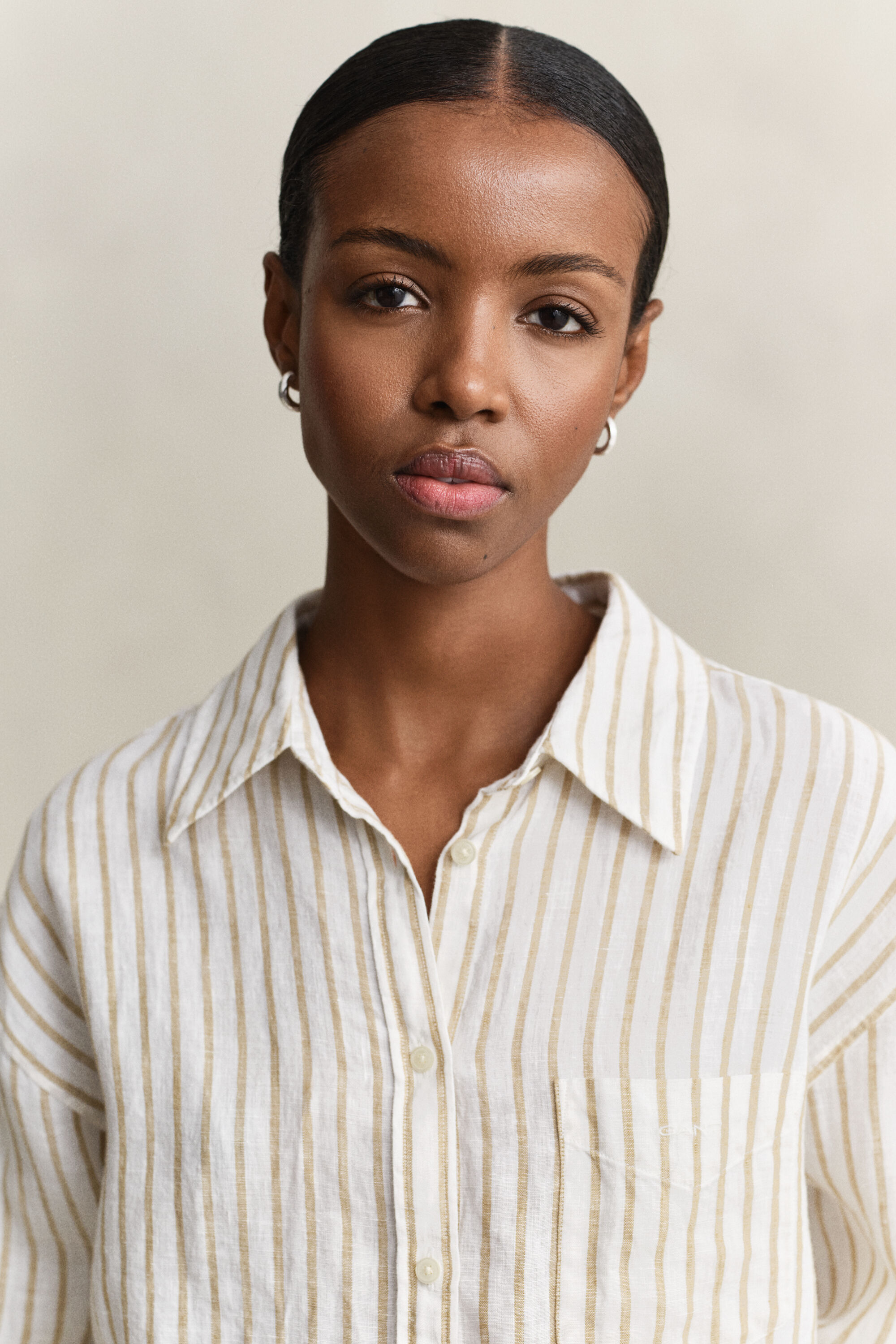 Camicia di lino a righe relaxed fit