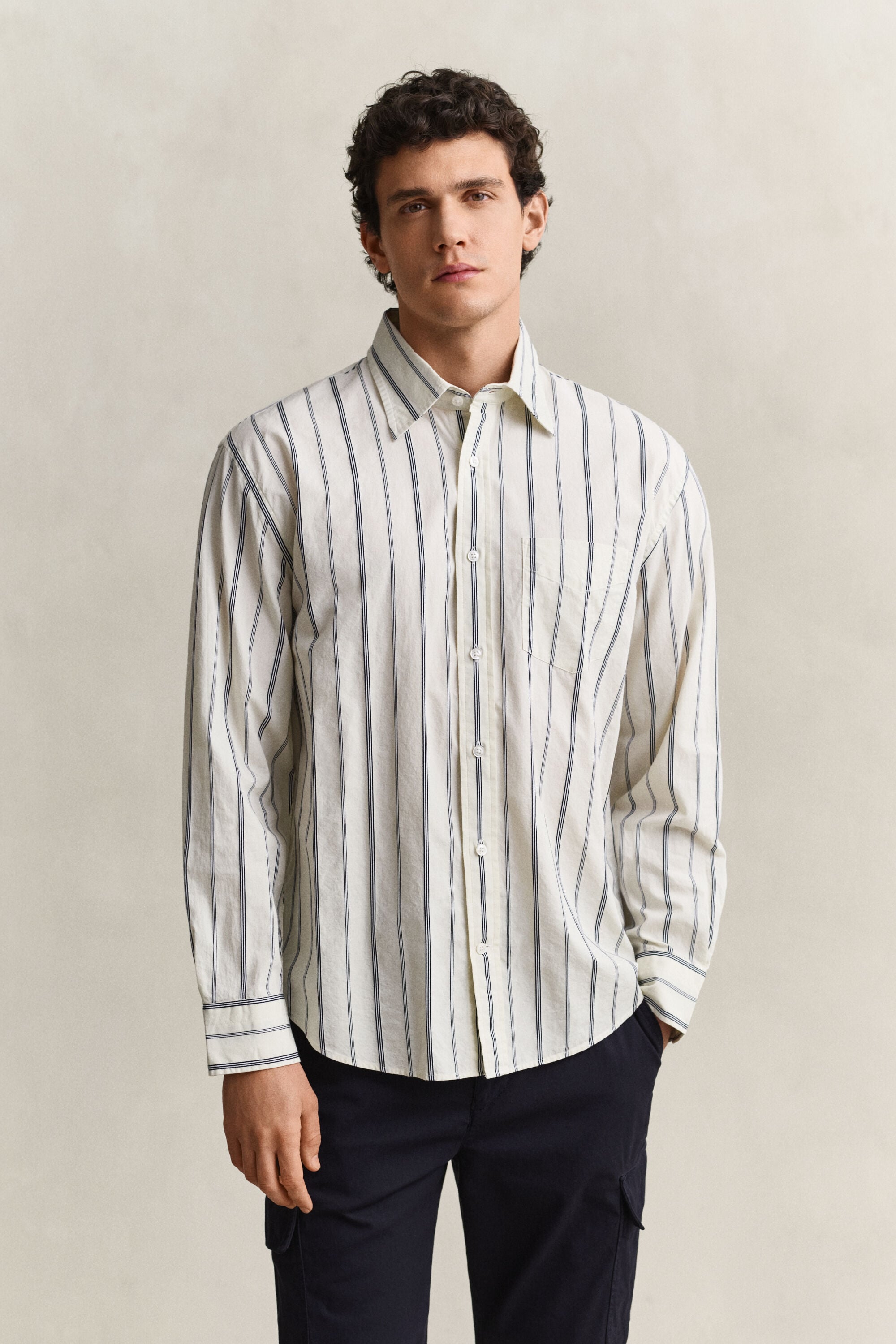 Camicia in tessuto a ratiera a righe relaxed fit