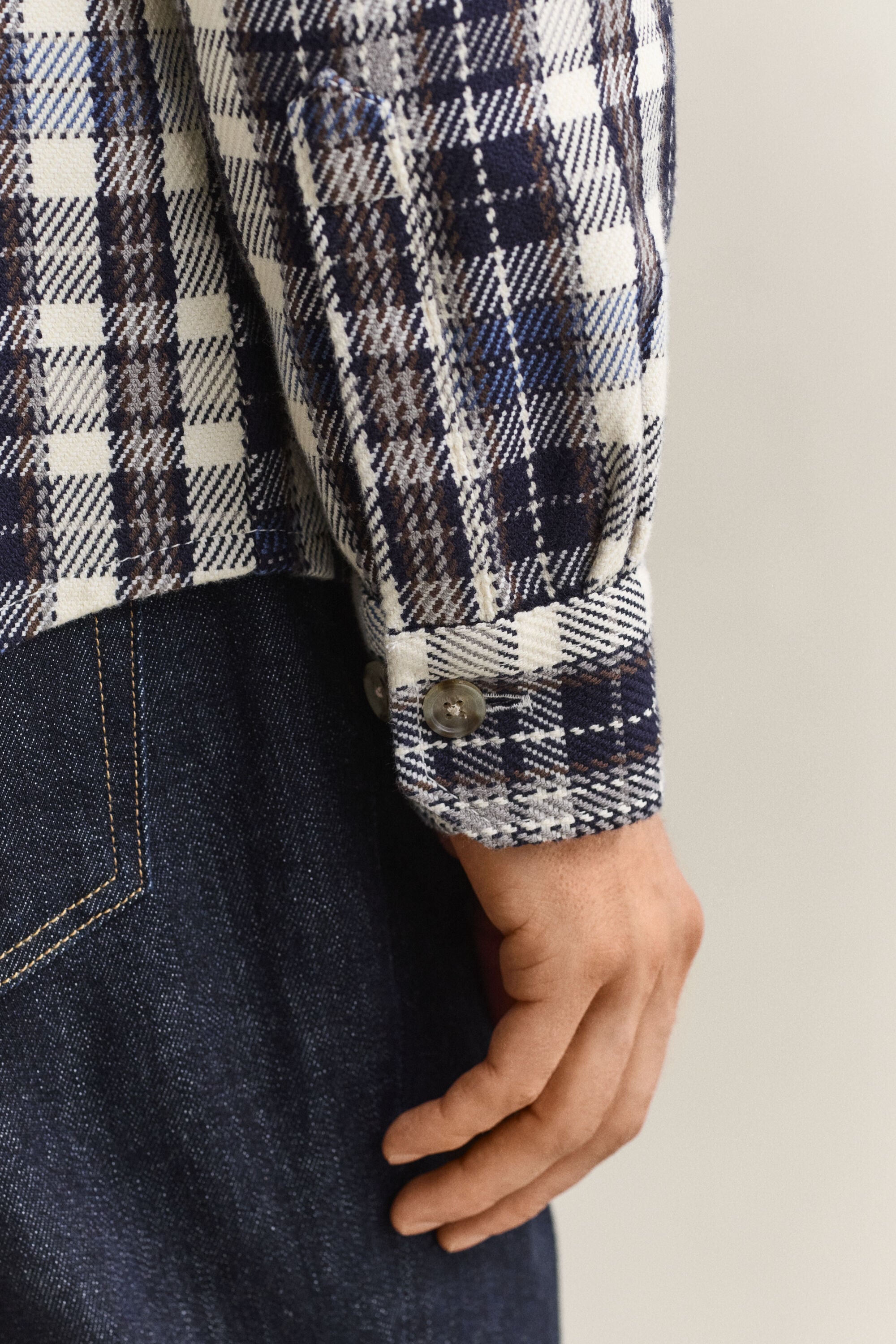 Camicia giacca a quadri in twill