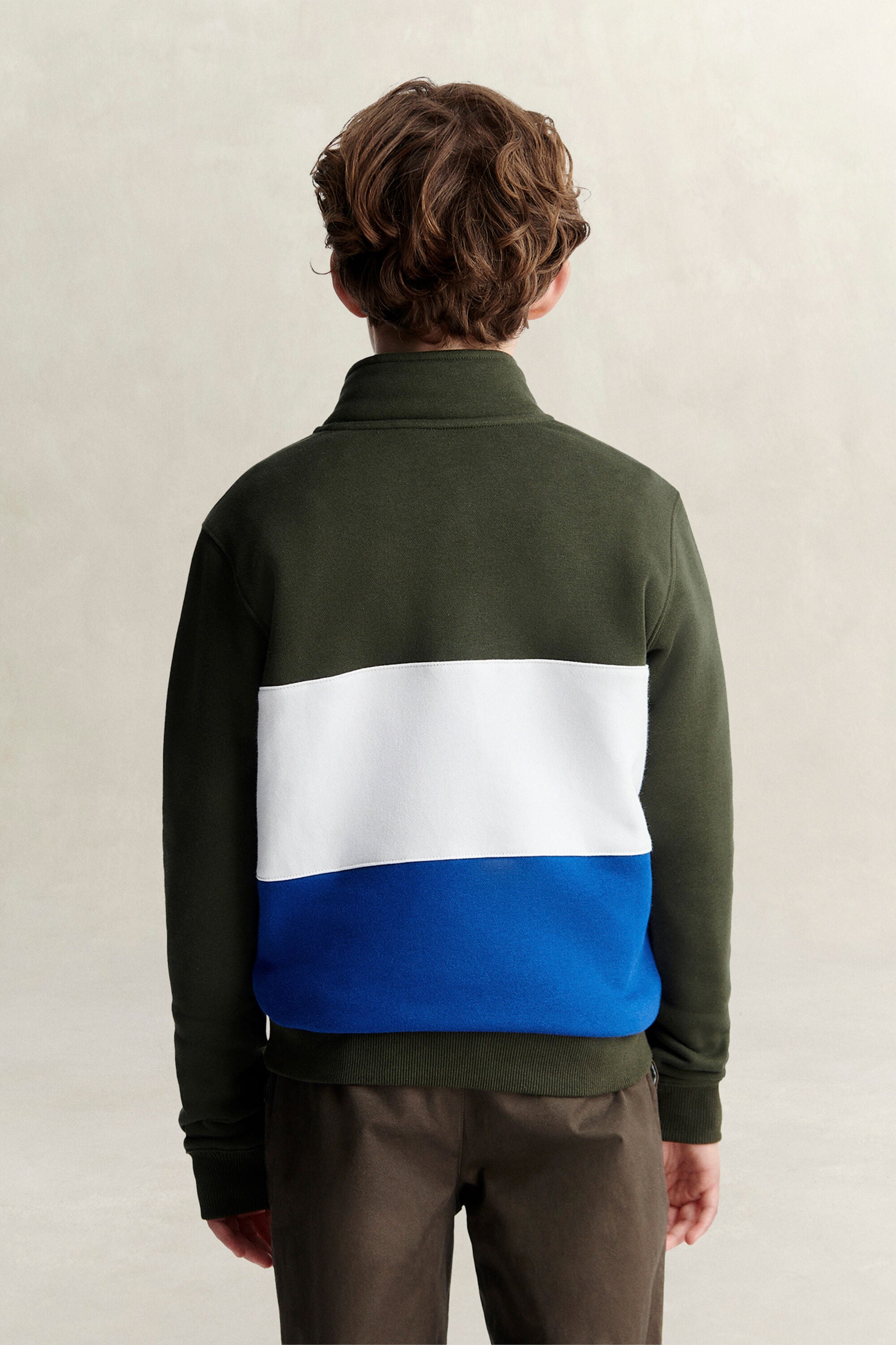 Felpa a blocchi di colore con zip corta Teen Boys