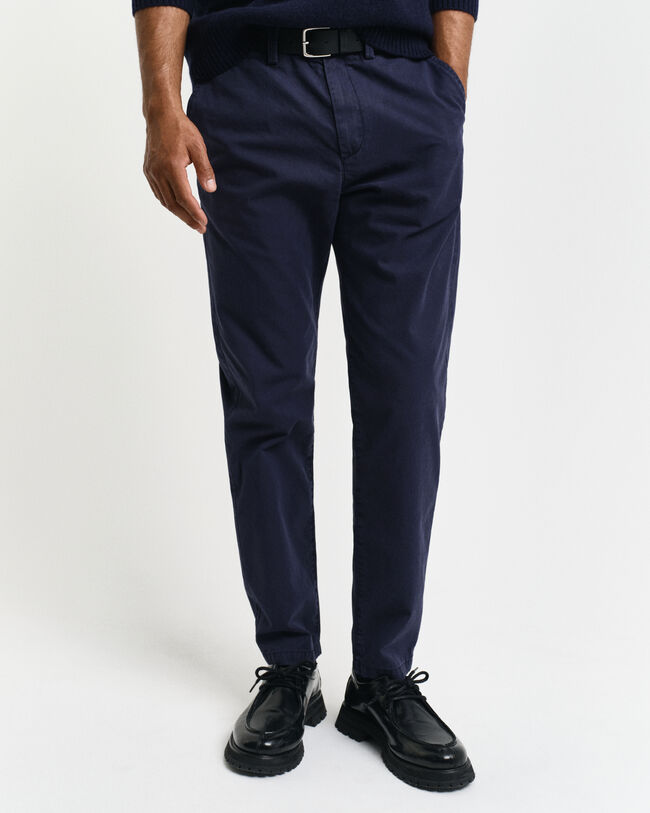 Pantaloni chino in tela stretti in fondo regular fit
