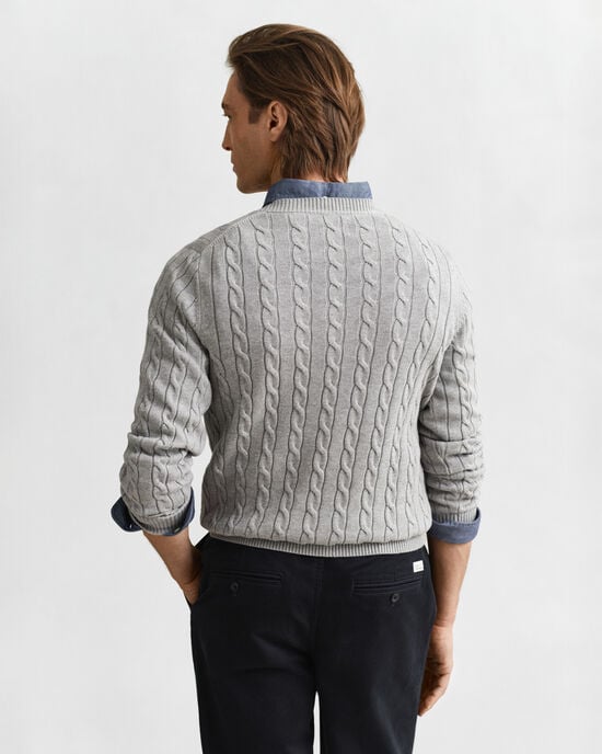 Maglia girocollo in cotone a trecce