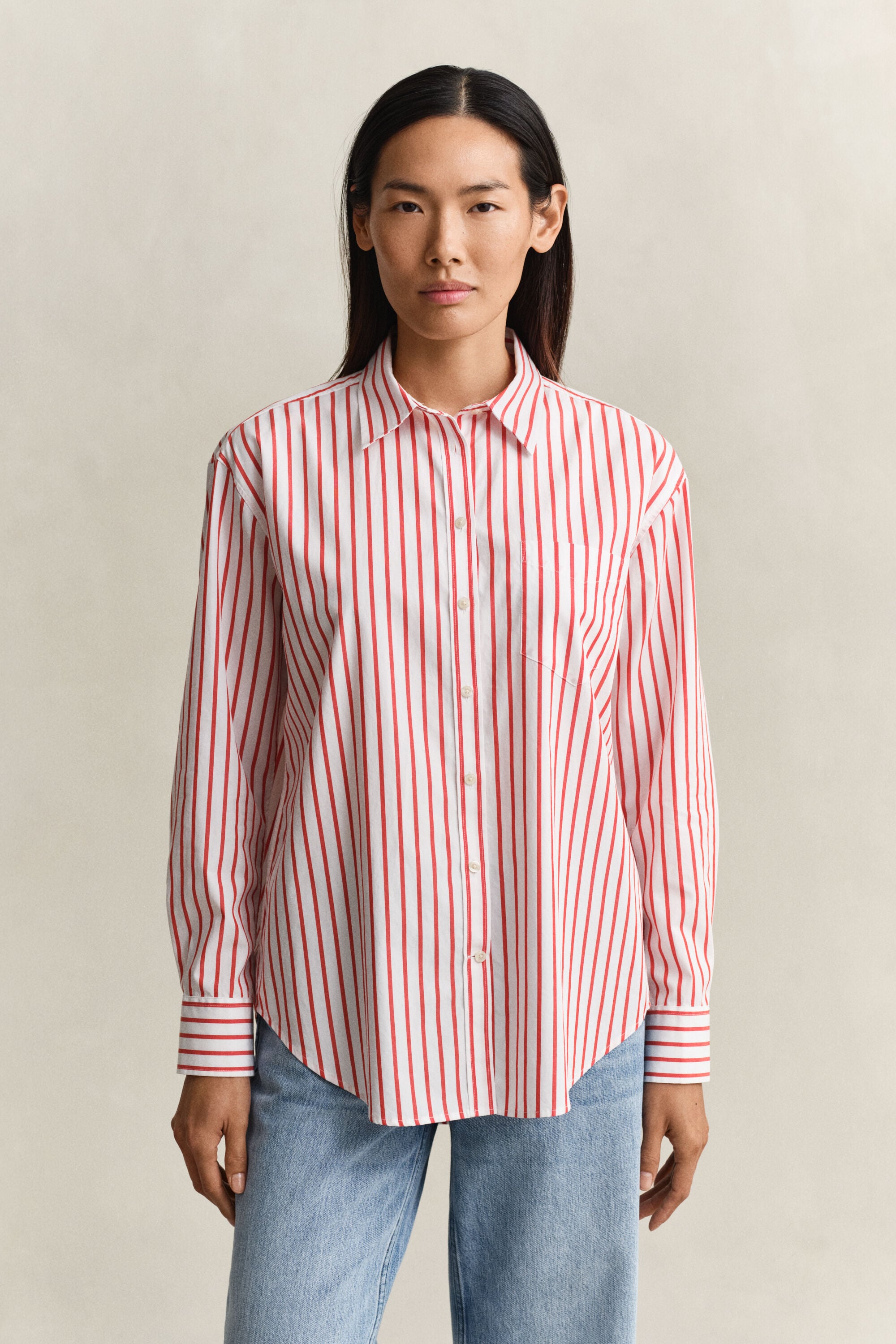 Camicia classica in popeline a righe relaxed fit