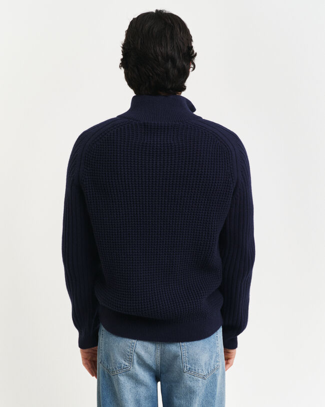 Cardigan con zip in misto lana testurizzata