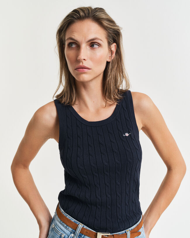 Canotta in cotone elasticizzato a trecce