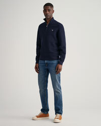 Maglia Texture in cotone con zip corta