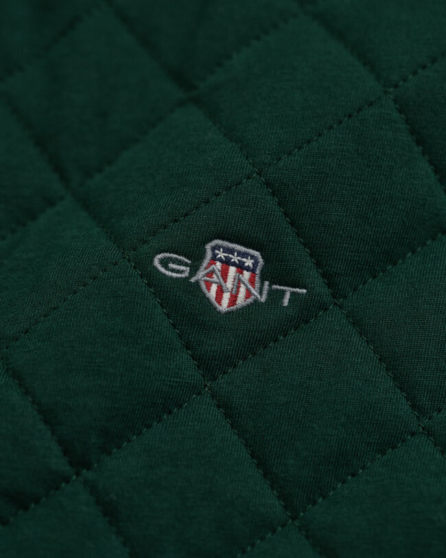 Felpa trapuntata con zip e colletto in velluto a coste