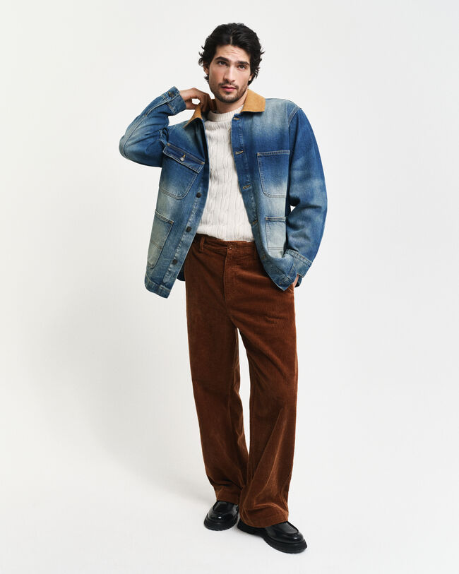 Maglia girocollo a trecce in lana d’agnello