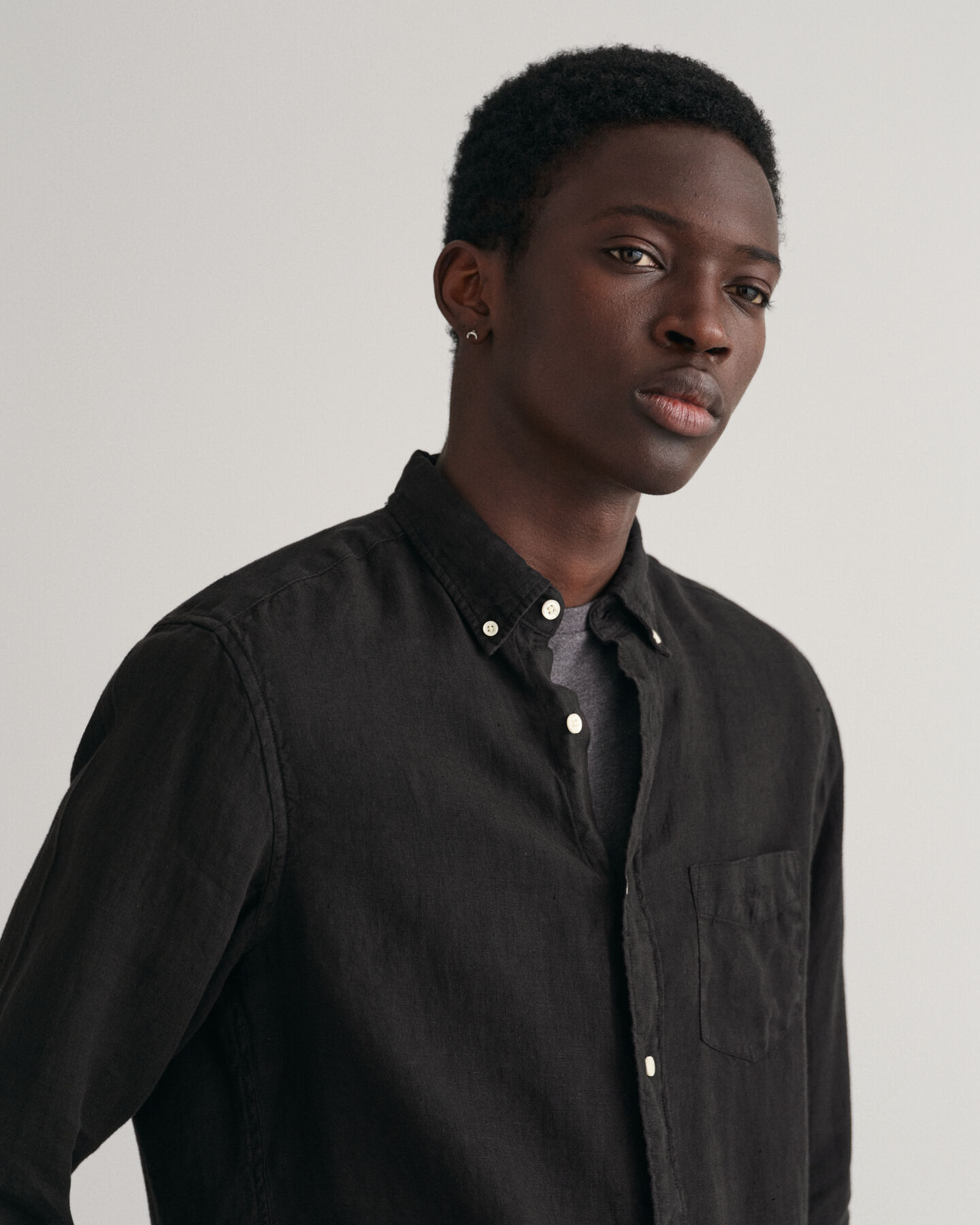 Camicia di lino tinto in capo regular fit