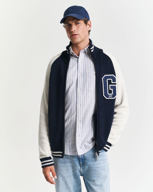 Cardigan con zip in cotone fiammato