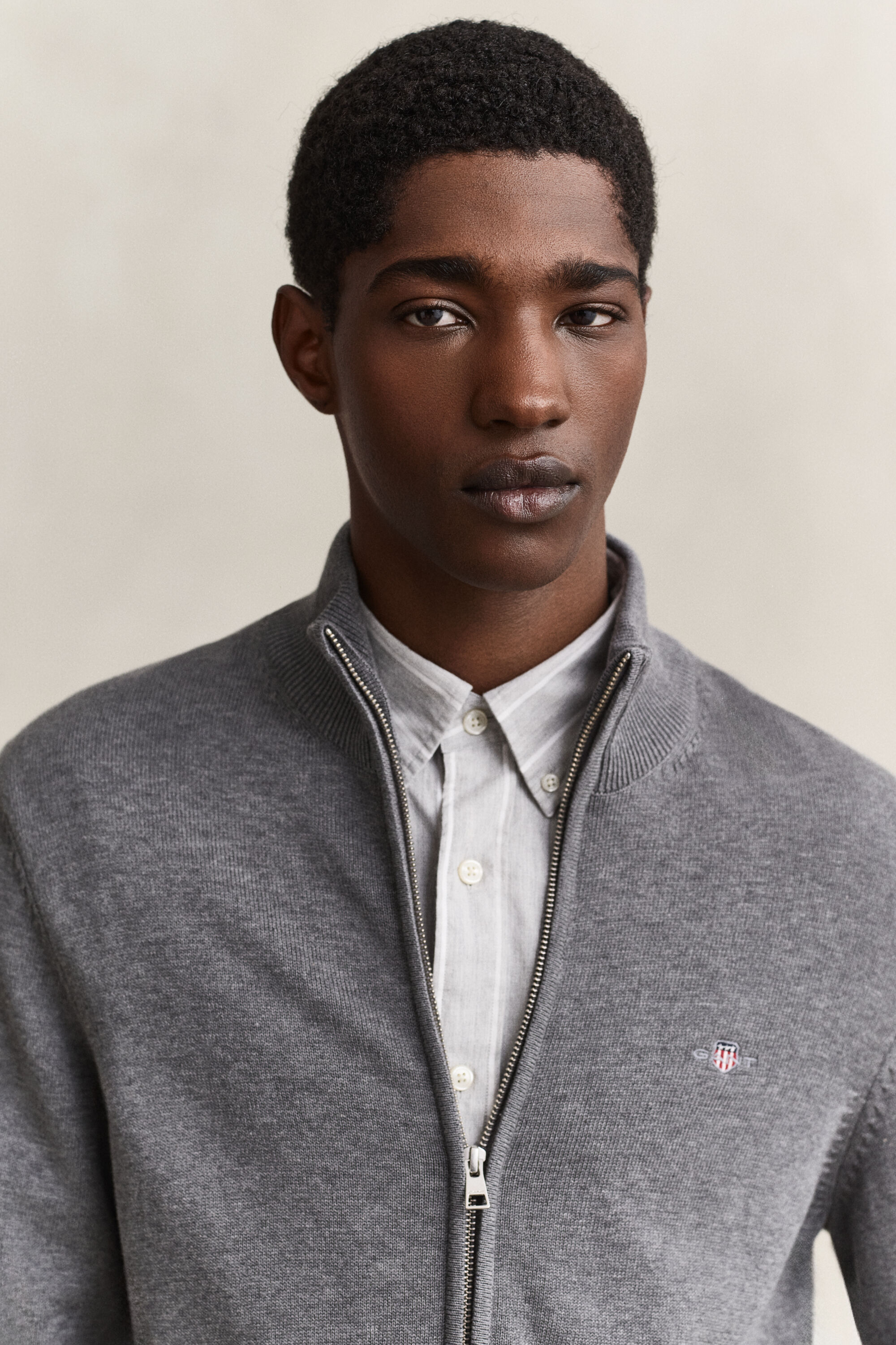 Cardigan in cotone casual con zip