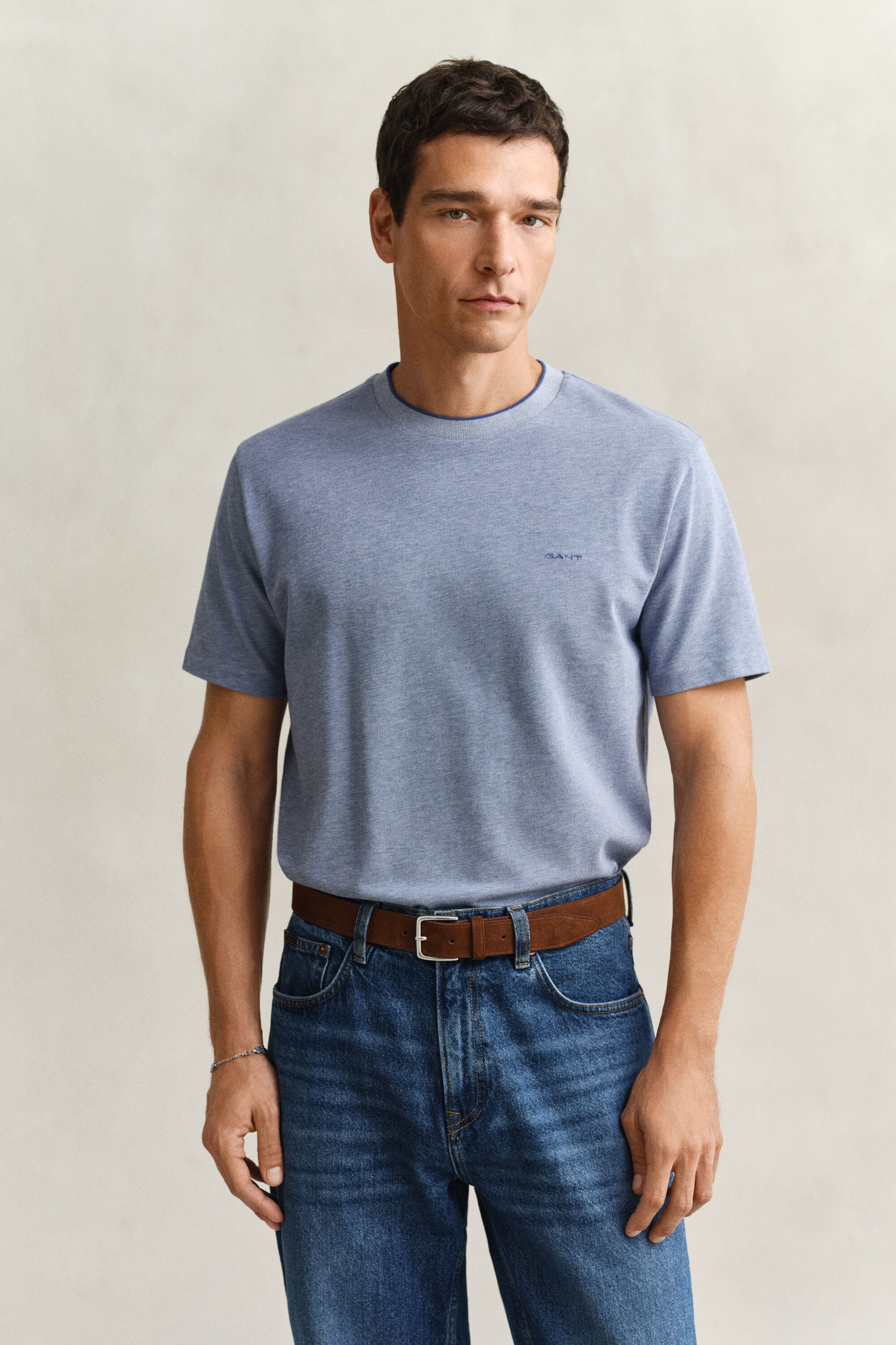 T-shirt in piqué bicolore