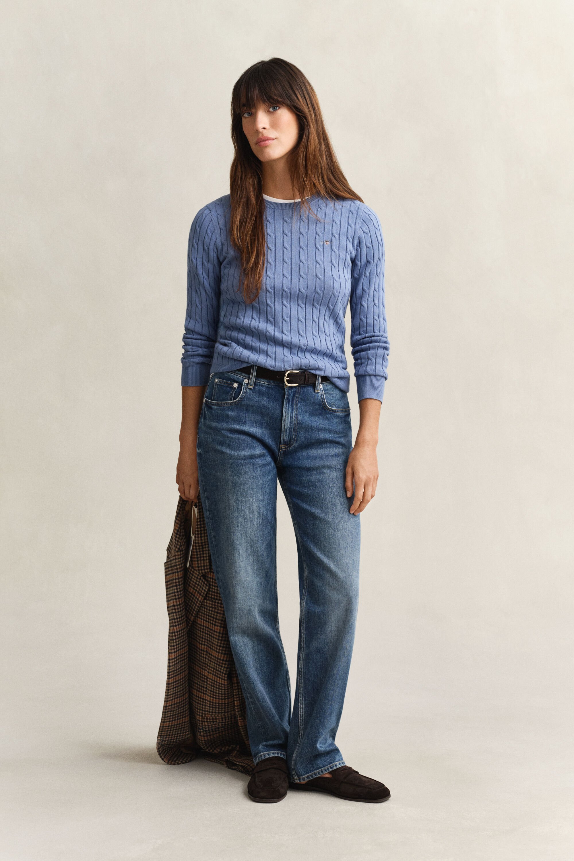 Maglia girocollo a trecce