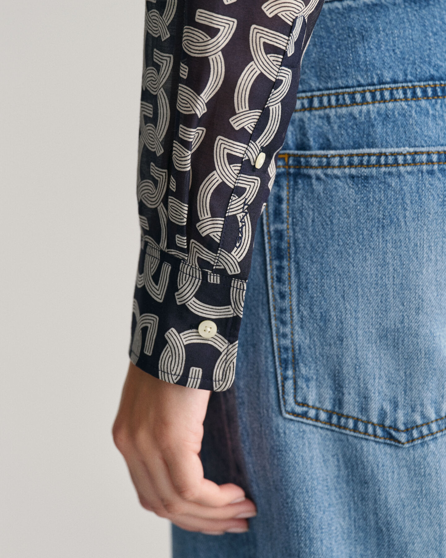 Camicia in seta di cotone G Patterned relaxed fit