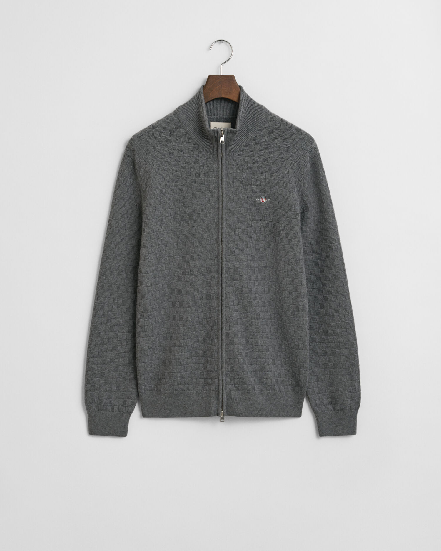 Maglia micro testurizzata con zip