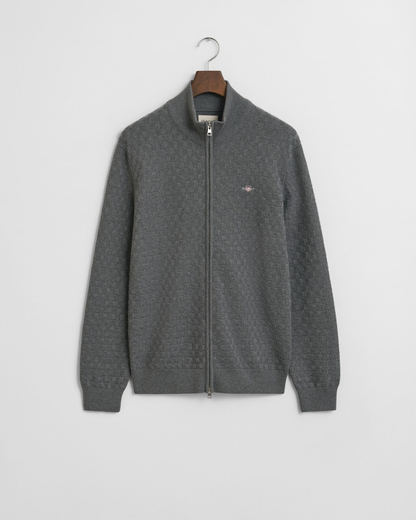 Maglia micro testurizzata con zip