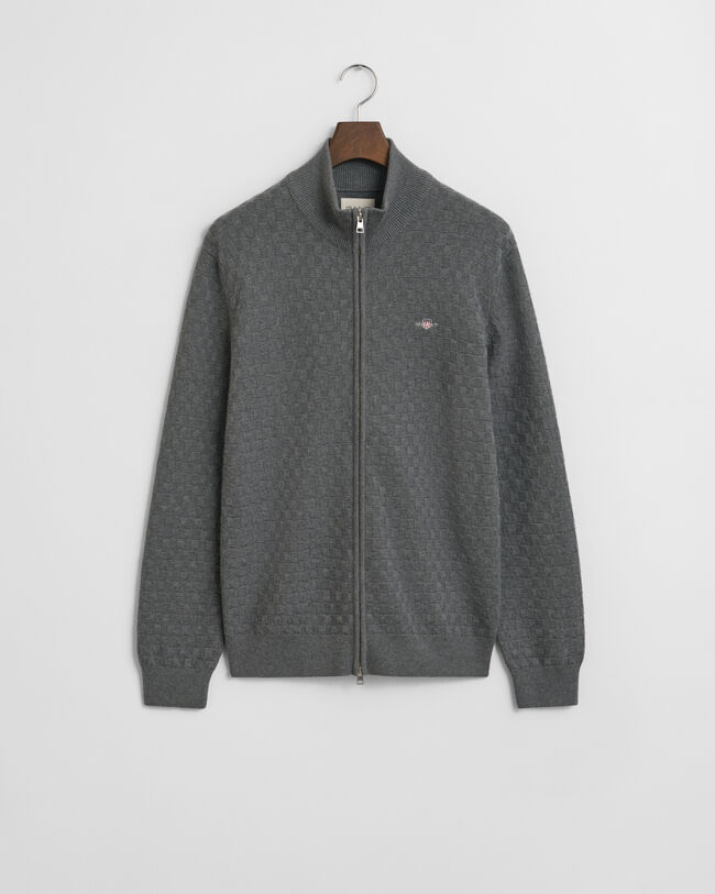 Maglia micro testurizzata con zip