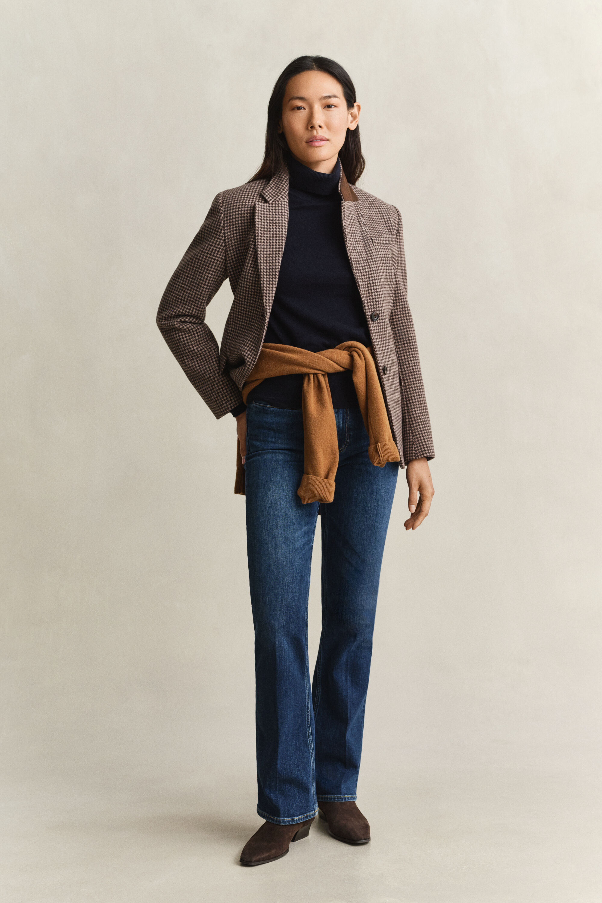 Maglia con collo alto in lana e cotone