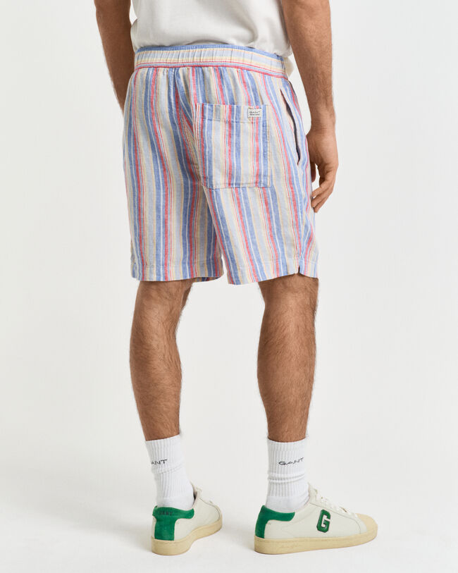 Pantaloncini di lino a righe multicolore regular fit