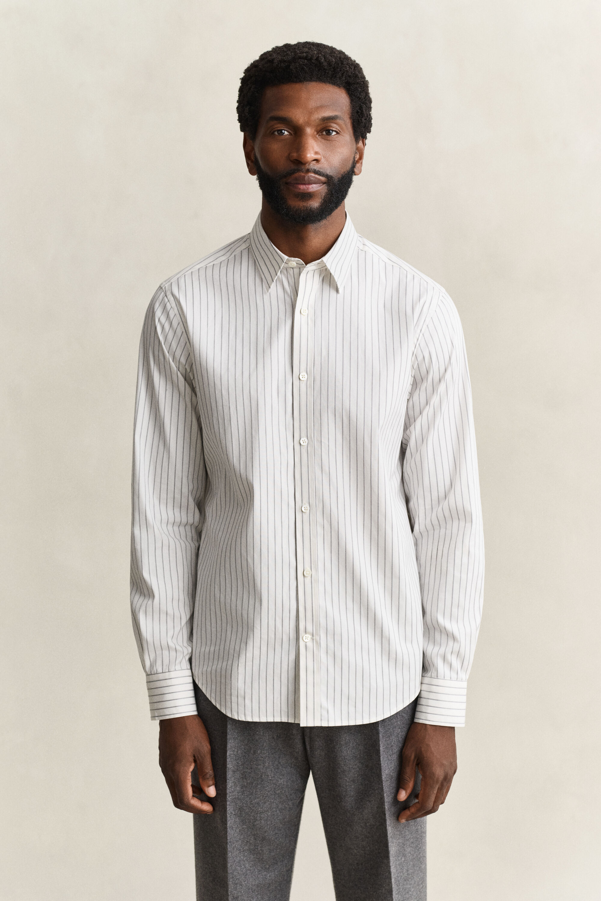 Camicia a ratiera a righe gessate