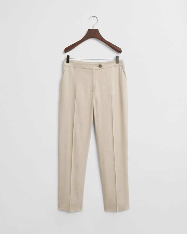 Pantaloni in lino elasticizzato sartoriali