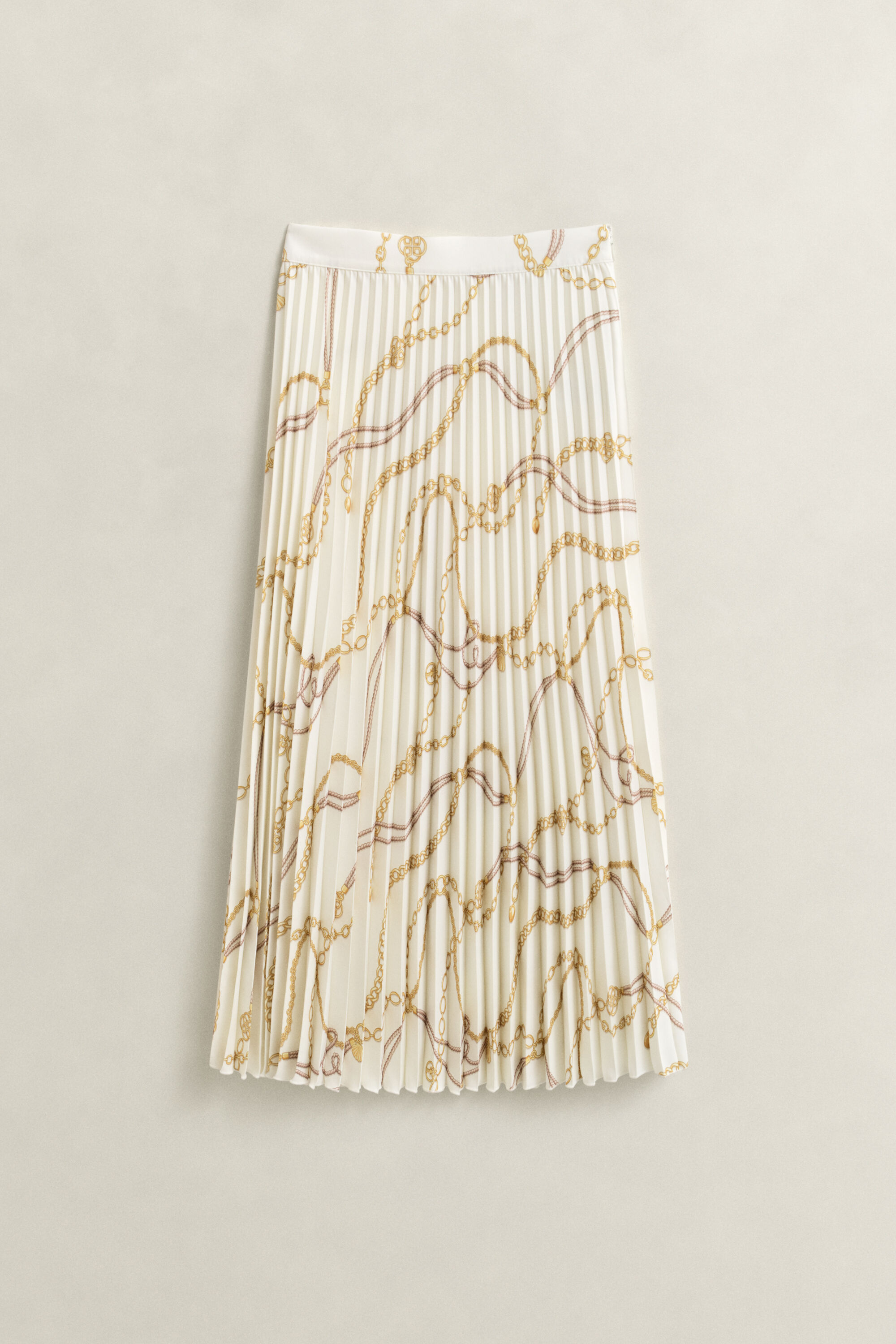 Gonna midi a pieghe con stampa