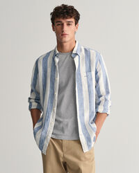 Camicia di lino a righe vivaci regular fit