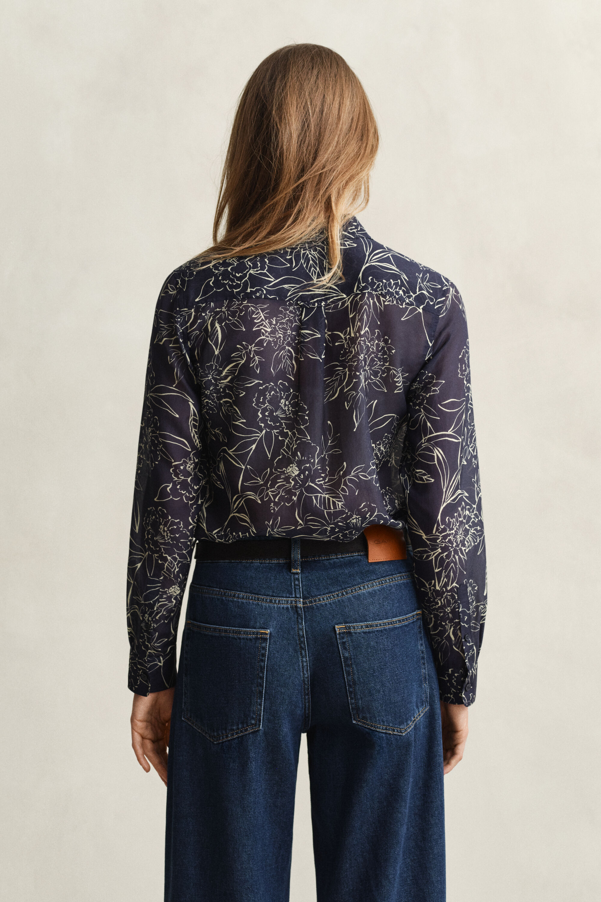 Camicia in misto cotone-seta con stampa floreale regular fit